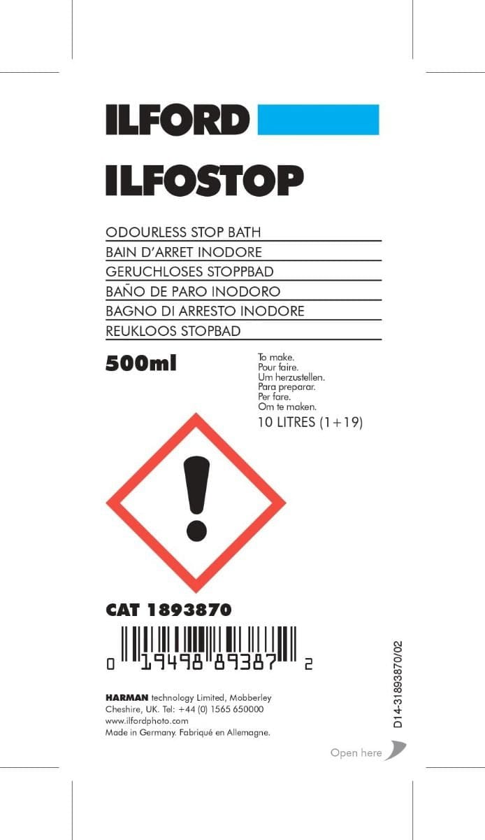 Ilford Ilfostop Stop Bath -with Indicator 500ml - Image 2